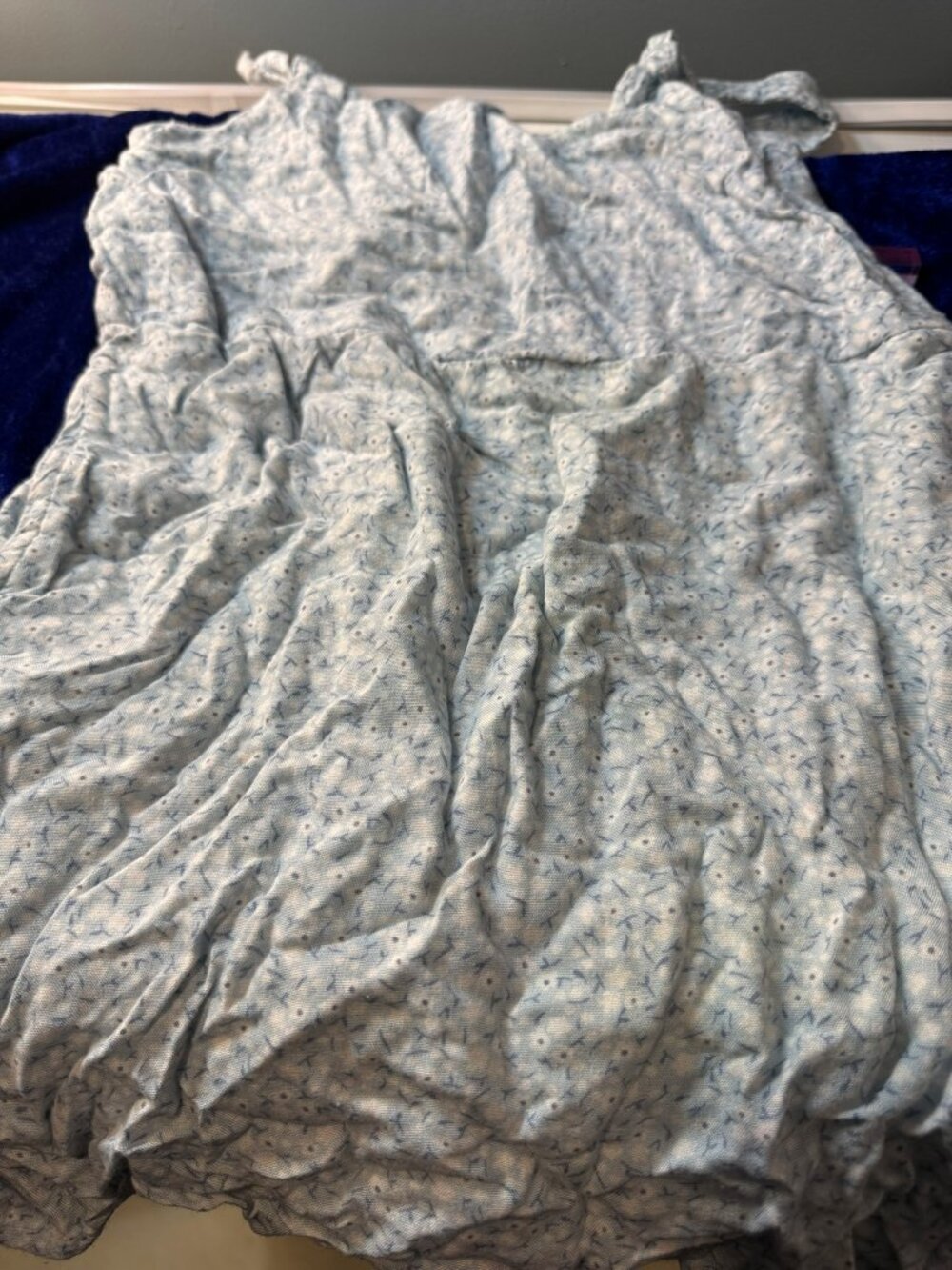 Abercrombie Blue and White Floral Dress with Ruffle Top